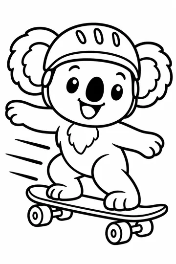 Koala Skater coloring page