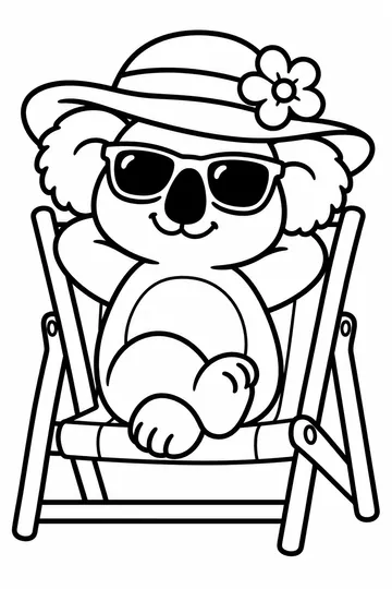 Koala in a Sun Hat coloring page