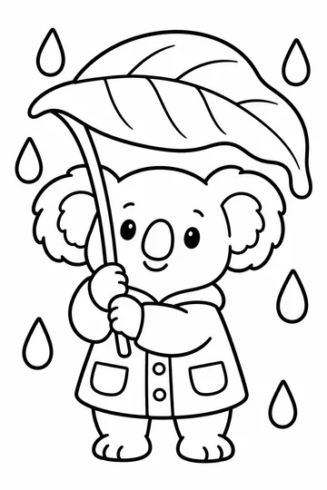 Koala and Umbrella coloring page