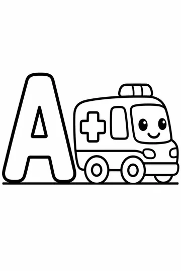 A is for Ambulance coloring page