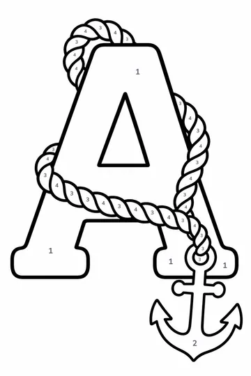 A is for Anchor Rope color by number