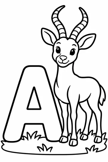 A is for Antelope coloring page