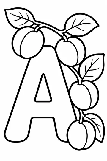 A is for Apricot coloring page