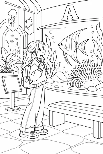A Is for Aquarium coloring page