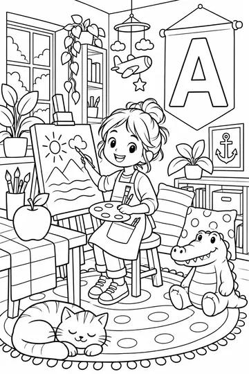 A Is for Art Room coloring page