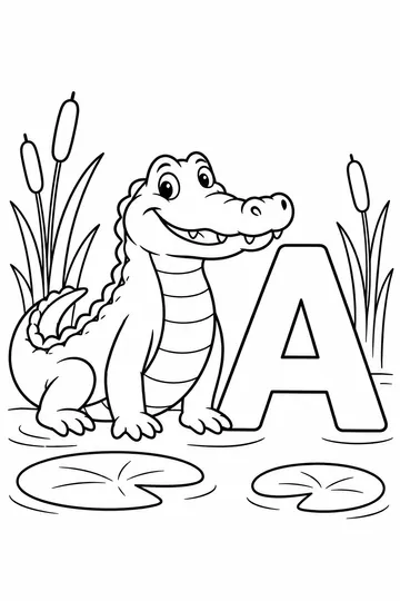 Alligator in the Swamp coloring page
