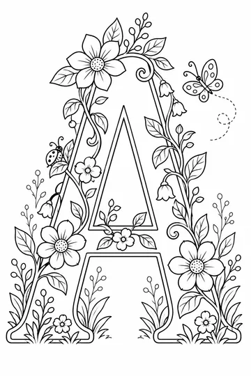 Floral Letter A coloring page