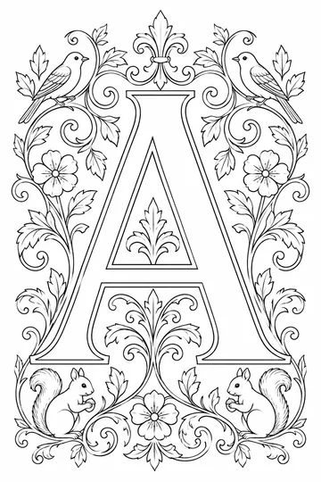 Illuminated Initial A coloring page