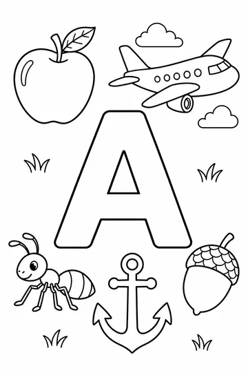 Things That Start with A coloring page