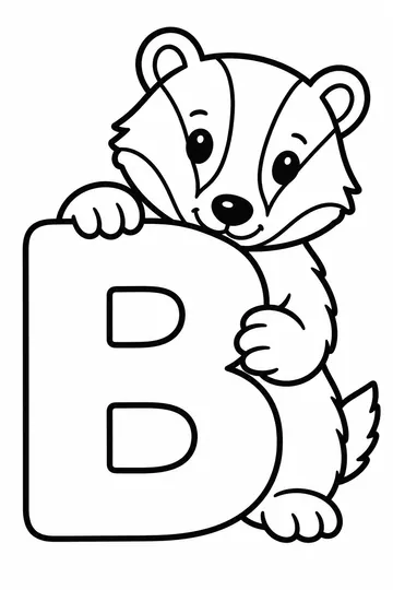 B is for Badger coloring page