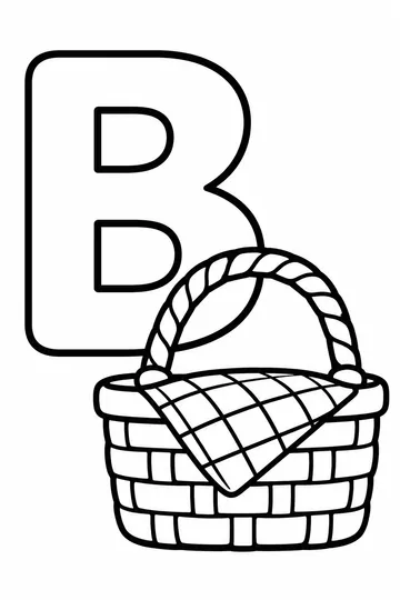 B is for Basket coloring page