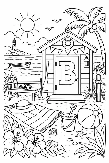 B Is for Beach coloring page