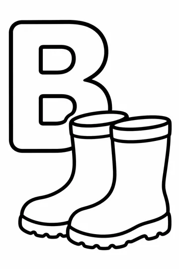 B is for Boots coloring page