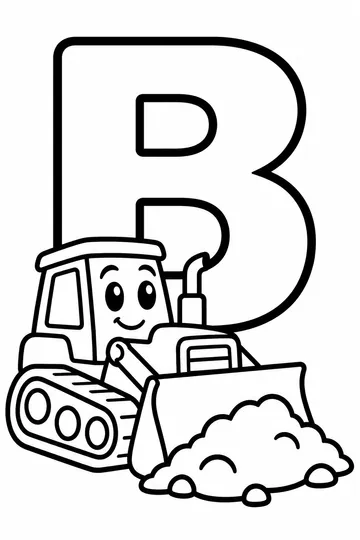 B is for Bulldozer coloring page