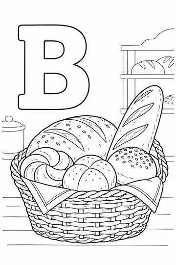 B is for Bread coloring page