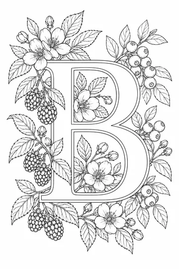 Botanical Letter B coloring page