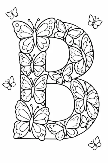 Butterfly Letter B coloring page