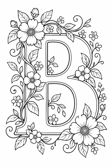 Floral Letter B coloring page