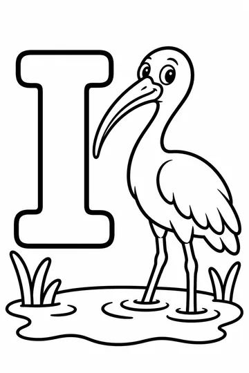 I is for Ibis coloring page