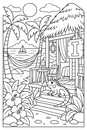 I Is for Island coloring page