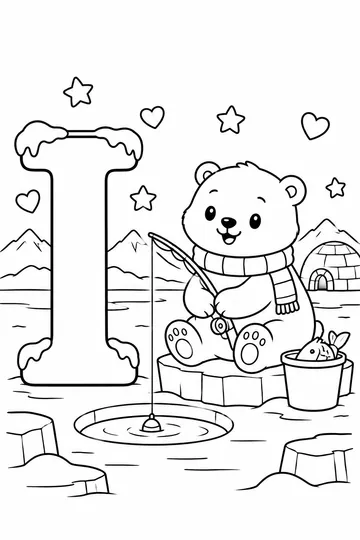 Ice Fishing coloring page