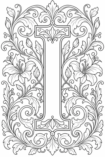 Illuminated Initial I coloring page