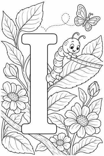 I is for Inchworm coloring page