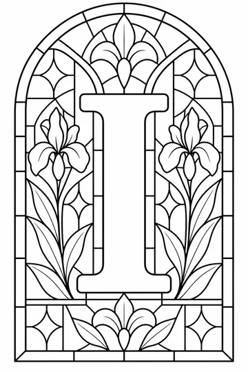 Stained Glass Letter I coloring page