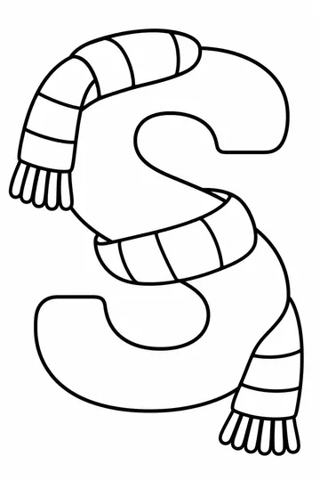 S is for Scarf coloring page