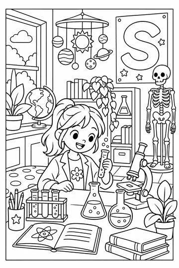 S Is for Science coloring page