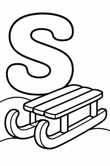 S is for Sled coloring page