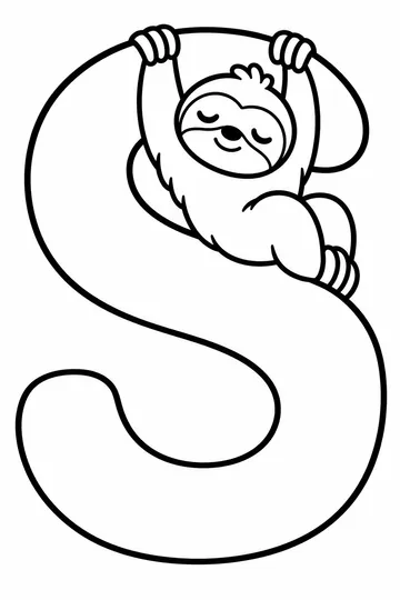 S is for Sloth coloring page