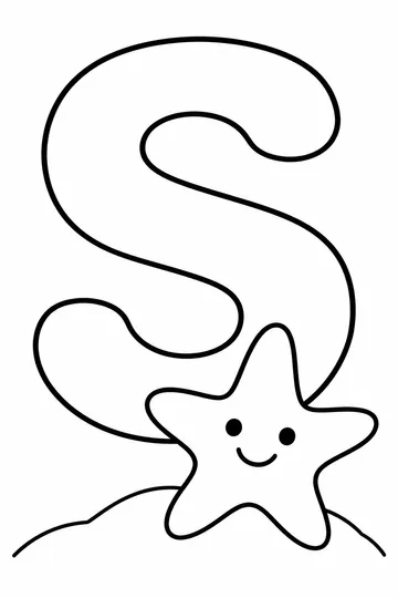 S is for Starfish coloring page