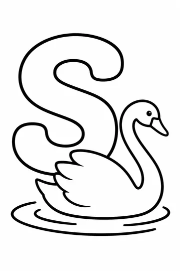 S is for Swan coloring page