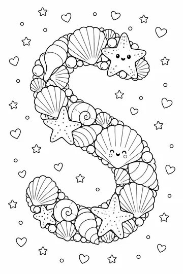 Seashell Letter S coloring page
