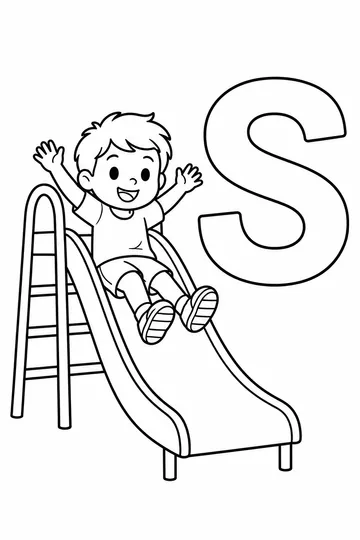 S is for Slide coloring page