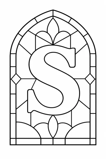 Stained Glass Letter S coloring page