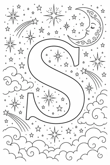 Starry Letter S coloring page