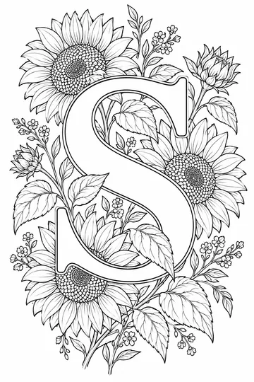 Sunflower Letter S coloring page