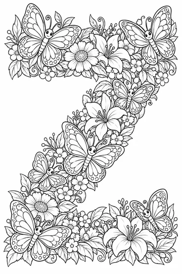 Butterfly Letter Z coloring page
