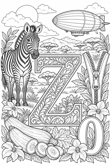 Things That Start with Z coloring page