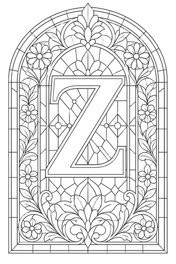 Stained Glass Letter Z coloring page