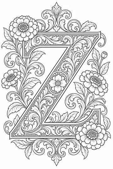 Victorian Initial Z coloring page