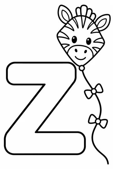 Z is for Zebra Kite coloring page