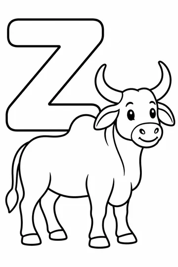 Z is for Zebu coloring page