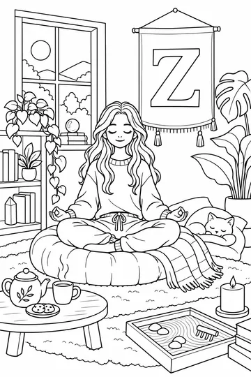 Z Is for Zen Room coloring page