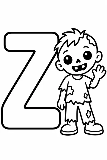 Z is for Zombie coloring page