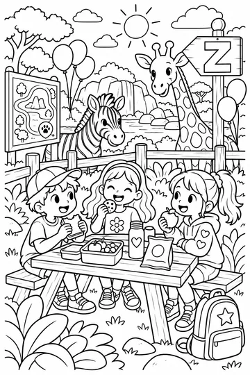 Z Is for Zoo Day coloring page
