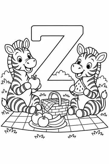 Zebra Picnic coloring page