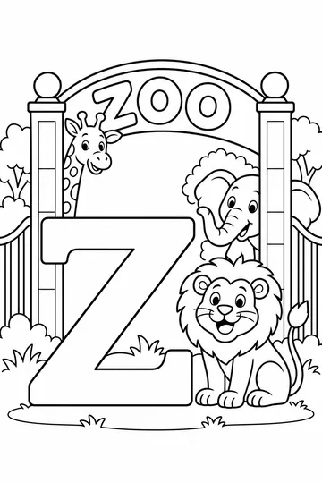 Z is for Zoo coloring page